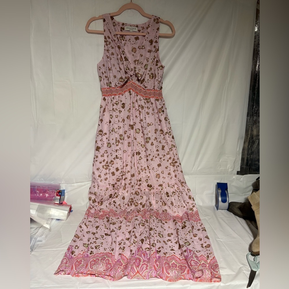 Hale Bob Blush and Cocoa Floral Maxi Dress